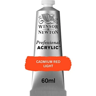 Afbeelding van Winsor &amp; Newton 8840460 Professionele acrylverf, hoge dekking, kunstenaarskwaliteit, lichtecht 60ml tube, Cadmium Red Light