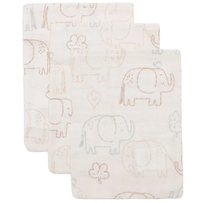 Afbeelding van Jollein Washandje Hydrofiel Elephant Tales 3 Stuks Multicolor