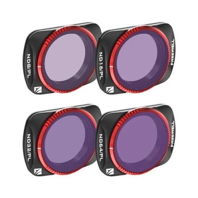 Afbeelding van Freewell 4Pack Bright Day QuickSwap ND/PL hybride filterkit voor Osmo Pocket 3: moeiteloze installatie, levendige kleuren, gimbal compatibiliteit