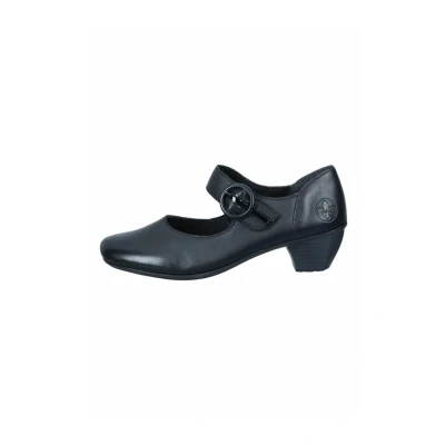 Afbeelding van Rieker Ballerina&#039;s met enkelbandjes, Dames, Maat: 39, schwarz Leer
