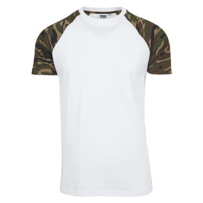 Afbeelding van Urban Classics Raglan Contrast Tshirt print, Heren, Maat: Large, White/dark green