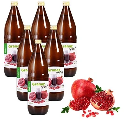 Afbeelding van Mynatura Granaatappelsap, 100% direct sap, natuurtroebel, 6 liter, moedersap, zonder toevoegingen, rijk aan vitamines, natuurproduct, vruchtensap, dessert, glazen fles (6 l)