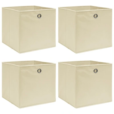Afbeelding van Opbergboxen 4 st 32x32x32 cm stof crèmekleurig