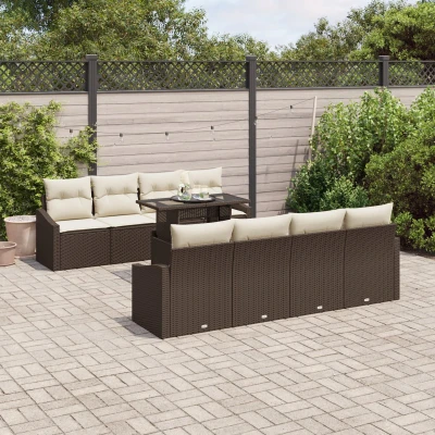 Afbeelding van vidaXL tuinsofa set van 7 bruin en crème rattan, polyester