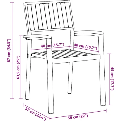 Afbeelding van vidaXL Tuinstoelen 4 stuks Stapelbaar Grijs Massief Acaciahout en Staal