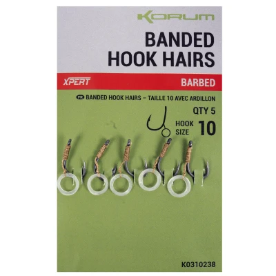Afbeelding van Korum Banded Hook Hairs Haakmaat 8 (5 Stuks) Witvis haken