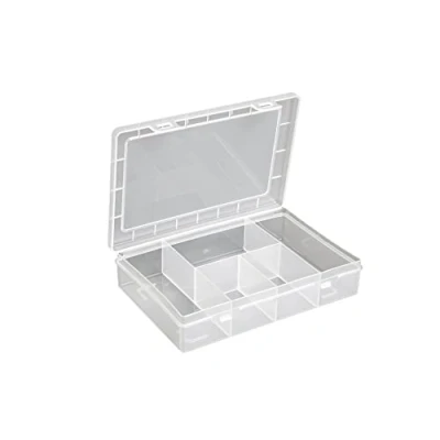 Afbeelding van hünersdorff PP Eco Mini assortimentsdoos met 5 vakken, stabiele sorteerdoos voor schroeven en andere kleine onderdelen, vaste vakindeling, transparant