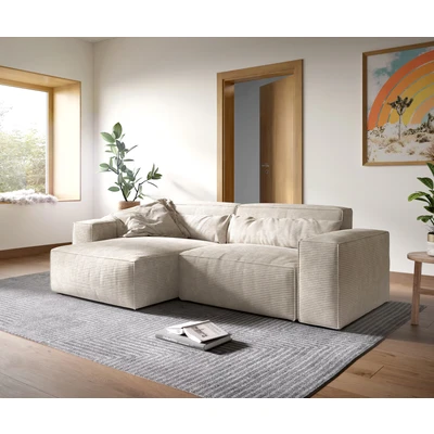 Afbeelding van DELIFE Hoekbank Sirpio XL 270x170 cm koord beige recamiere variabele