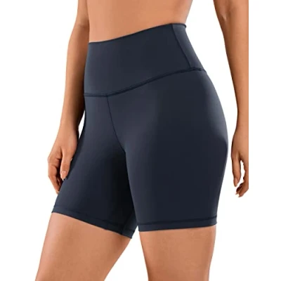Afbeelding van CRZ YOGA Yogashort Voor Dames Met Naakt Gevoel 6 Inch Hoog Getailleerde Trainingsshorts Atletische Hardloopfietsbroek Marine XS