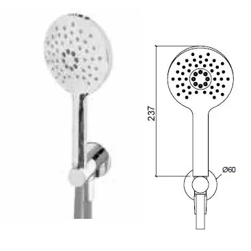Afbeelding van Waterevolution Flow ronde handdoucheset compleet met muuraansluiting chroom 3 standen T1621R01