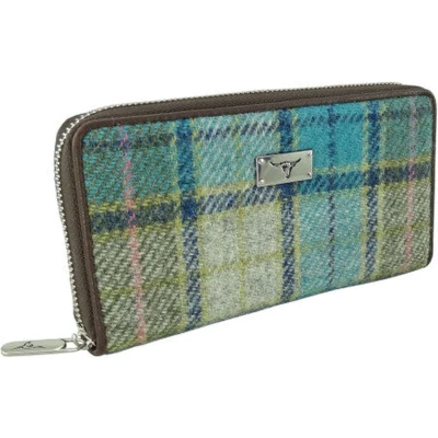 Afbeelding van Dames Portemonnee Staffa Turquoise Harris Tweed muntvak met rits Glen Appin of Scotland