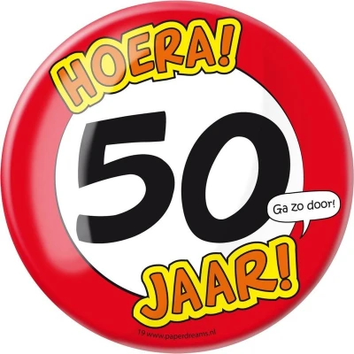 Afbeelding van Button XL 50 jaar Verkeersbord per stuk