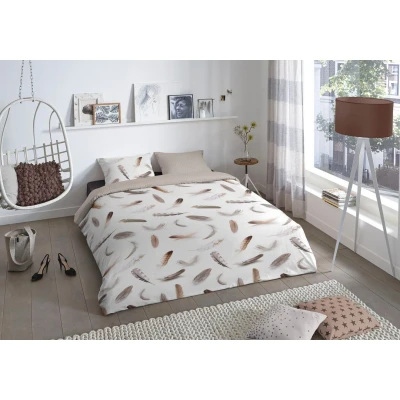 Afbeelding van good morning Tweezijdig te gebruiken overtrekset Feathers Verenprint all over (2 delig)