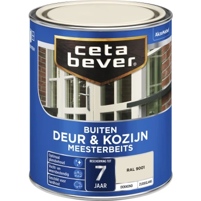 Afbeelding van Ceta Bever Dekkend Meesterbeits RAL 9001 Zijdeglans 0,75 liter Blanke lak &amp; Beits