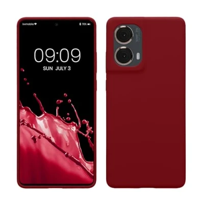 Afbeelding van kwmobile telefoonhoesje geschikt voor Motorola Moto G85 5G Hoesje met siliconen coating Smartphone case in rabarber rood