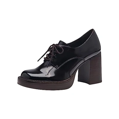 Afbeelding van Tamaris Trotteur Veterpumps, Dames, Maat: 38, Mocca Kunststof