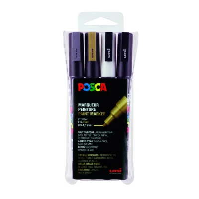 Afbeelding van Posca paintmarker PC 3M, set van 4 markers in geassorteerde kleuren