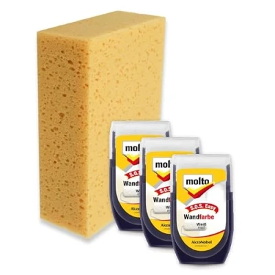 Afbeelding van Erhard Trading 3x Molto SOS Easy muurverf verfroller wit mat 30 ml en spons