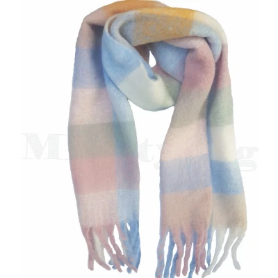 Afbeelding van sjaal Warme wintersjaal Wol Viscose Dikke shawl Geblokte Omslagdoek Beige Pink