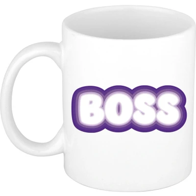 Afbeelding van Bellatio Decorations Cadeau mok voor baas paars grappig keramiek 300 ml boss feest mokken