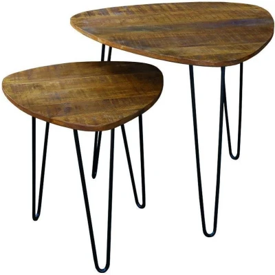 Afbeelding van Kick salontafel Daan mango driehoek set van 2