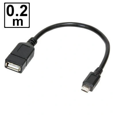 Afbeelding van LOGILINK USB On the go (OTG) adapterkabel micro B mannelijk naar A vrouwelijk 0,20m zwart