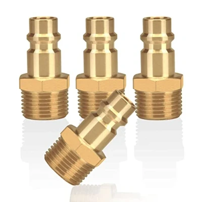 Afbeelding van 4 delige persluchtkoppeling met buitendraad 3/8 &quot;messing inch koppeling stekkerdoos slang connector klepdop schroefdraad
