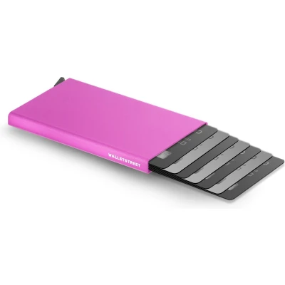 Afbeelding van Walletstreet Uitschuifbare Pasjeshouder DS Type Aluminium Creditcardhouder Card Protector Anti Skim/ RFID 8 Pasjes Paars