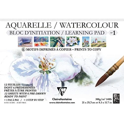 Afbeelding van Clairefontaine Initiatie No1 Aquarel gelijmd pad, 300 g, A4, 12 vellen