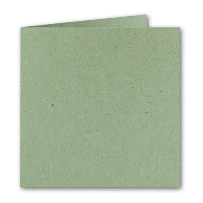 Afbeelding van Vierkante vouwkaarten 15 x cm vintage kraftpapier gerecycled groen 25 stuks vormvast geschikt voor printers wenskaarten, uitnodigingen en meer