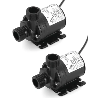 Afbeelding van QWORK® 2 stukken DC 12V waterpomp 800L/H 5M, borstelloze dompelpomp, voor fonteinzwembad solar circulatiesysteem watercirculatiesysteem