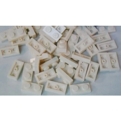 Afbeelding van LEGO Bricks roosterplaten, 1 x 2 kegels, wit, 50 stuks