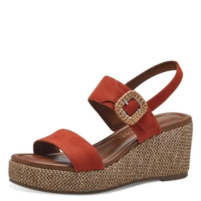 Afbeelding van Marco Tozzi Sandalen met plateauzool, Dames, Maat: 37, Terracotta com Textiel