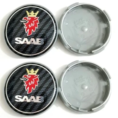 Afbeelding van Auto Hub Center Cap Wieldoppen voor SAAB Wielnaafafdekkingen Banden Velgen Emblem Protector Vervanging Accessoires,CarbonFiber