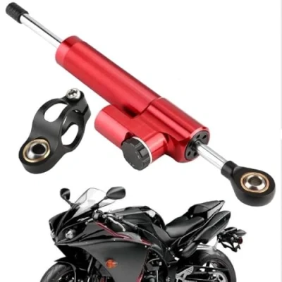 Afbeelding van stuurdemper Universele van aluminiumlegering voor motorfiets (rood+zwart)