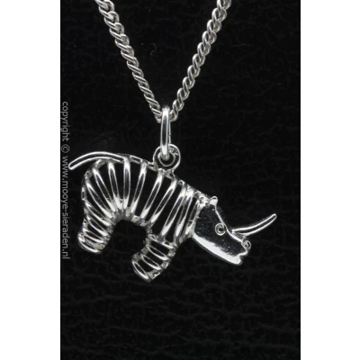 Afbeelding van Zilveren Neushoorn opengewerkt ketting hanger