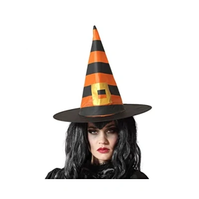 Afbeelding van Halloween heksenhoed Stripes  one size zwart/oranje meisjes/dames Verkleedhoofddeksels