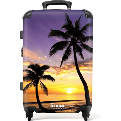 Afbeelding van NoBoringSuitcases.com® Koffer groot Rolkoffer lichtgewicht Palmbomen bij zonsondergang Reiskoffer met 4 wielen Grote trolley XL 20 kg bagage