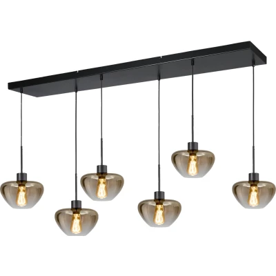 Afbeelding van Masterlight 6 lichts hanglamp Genua zwart met goud glas Ø 24cm 2971 05 130 25624