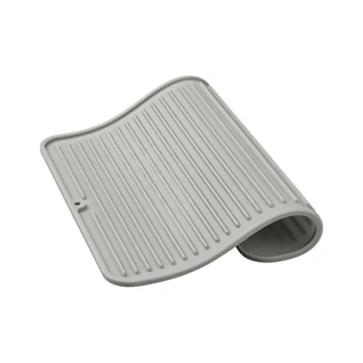 Afbeelding van iDesign Lineo afdruipmat, compacte spoelbakmat van siliconen voor het opbergen bestek en servies, grijs
