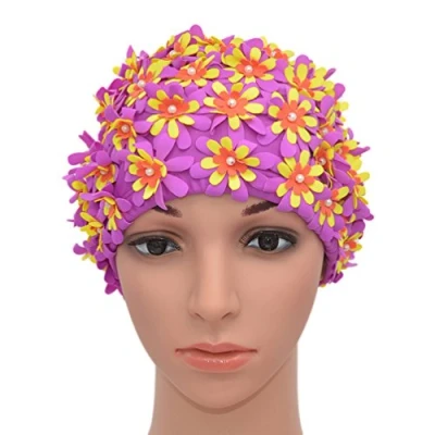 Afbeelding van Medifier Badmuts met bloemenpatroon, retrostijl, voor dames, paars