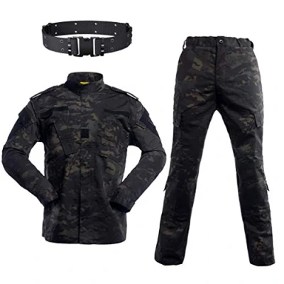 Afbeelding van SGOYH Combat BDU Uniform Herenjas, shirt en broek, tactisch, airsoft, paintball, camo pak met riem, voor jacht, schieten, oorlogsspel, legerleger militair, paintball airsoft