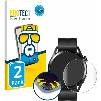 Afbeelding van BROTECT Screenprotector voor Huawei Watch GT 3 (46 mm) Folie Beschermfolie transparant volledig dekking (2 Stuks)
