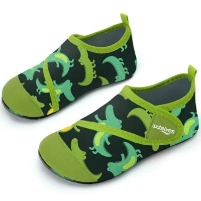 Afbeelding van Badschoenen, strandschoenen, zwemschoenen, waterschoenen, jongens meisjes, baby, aquaschoenen, sneldrogend, blote voeten, schoenen voor kinderen, strand, zwembad, dinosaurus donkergroen, 22/23 EU