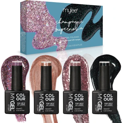Afbeelding van Mylee Gel Nagellak Set 4x10ml [Champagne Supernova] UV/LED Gellak Nail Art Manicure Pedicure, Professioneel &amp; Thuisgebruik Langdurig en gemakkelijk aan te brengen