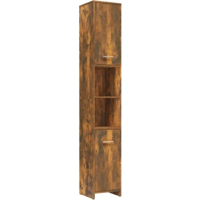 Afbeelding van vidaXL Badkamerkast 30x30x183,5 cm bewerkt hout gerookt eikenkleurig