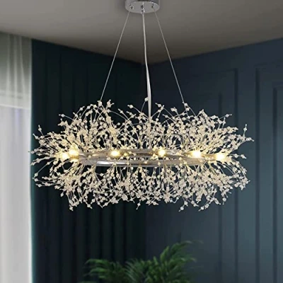Afbeelding van Moderne kristallen kroonluchter, kroonluchter met vuurwerk, 12 lichtpunten 100 cm, voor woonkamer, eetkamer, keuken