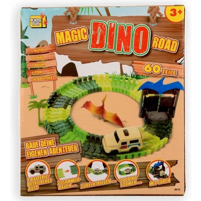 Afbeelding van Jonotoys Autoweg Dino&#039;s Jongens Groen/bruin 60 delig