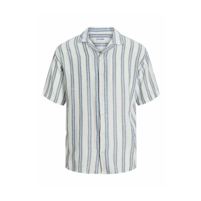 Afbeelding van Jack &amp; Jones Jjeenzo Stripe Resort Overhemd, Heren, Maat: XS, White