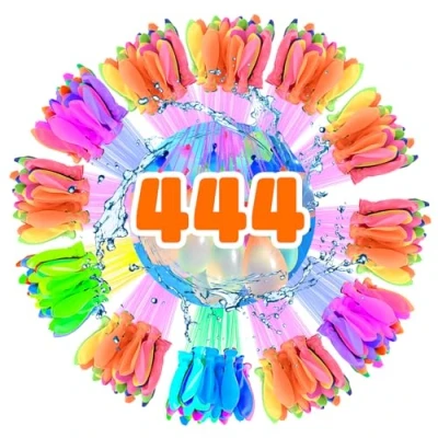 Afbeelding van Zelfsluitende waterbommen, 444 stuks, kleurrijke gemengde waterballonnen, met kraanaansluiting, snel vulbare herbruikbare waterballonnen voor stranden